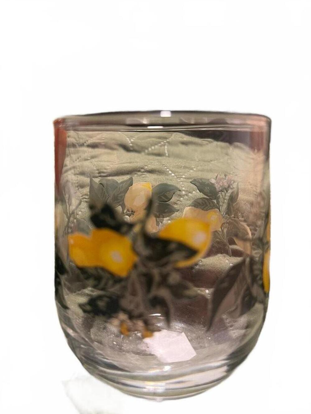 Vintage Lemon Motif Lowball Glass Tumbler